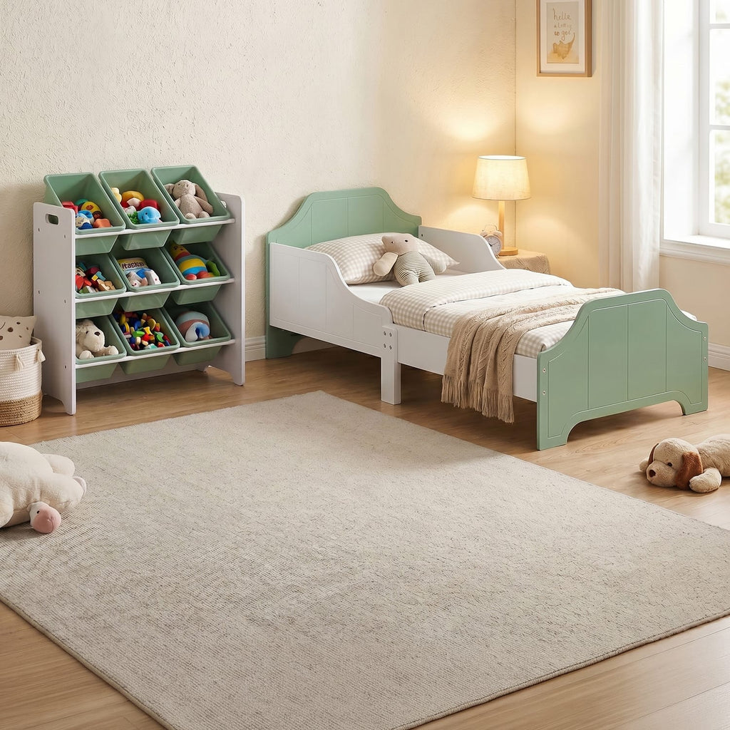 Liberty House Toys Two Tone Bed & 9 Bin Storage Set - White & Green, product image 2