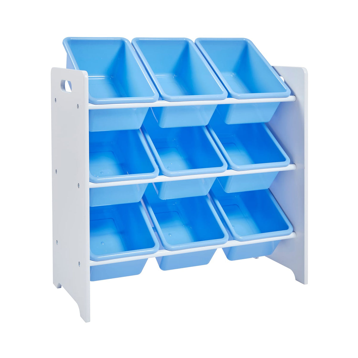 Liberty House Toys Two Tone Toddler Bed and 9 Bin Storage Unit Set - White & Blue, product image 7