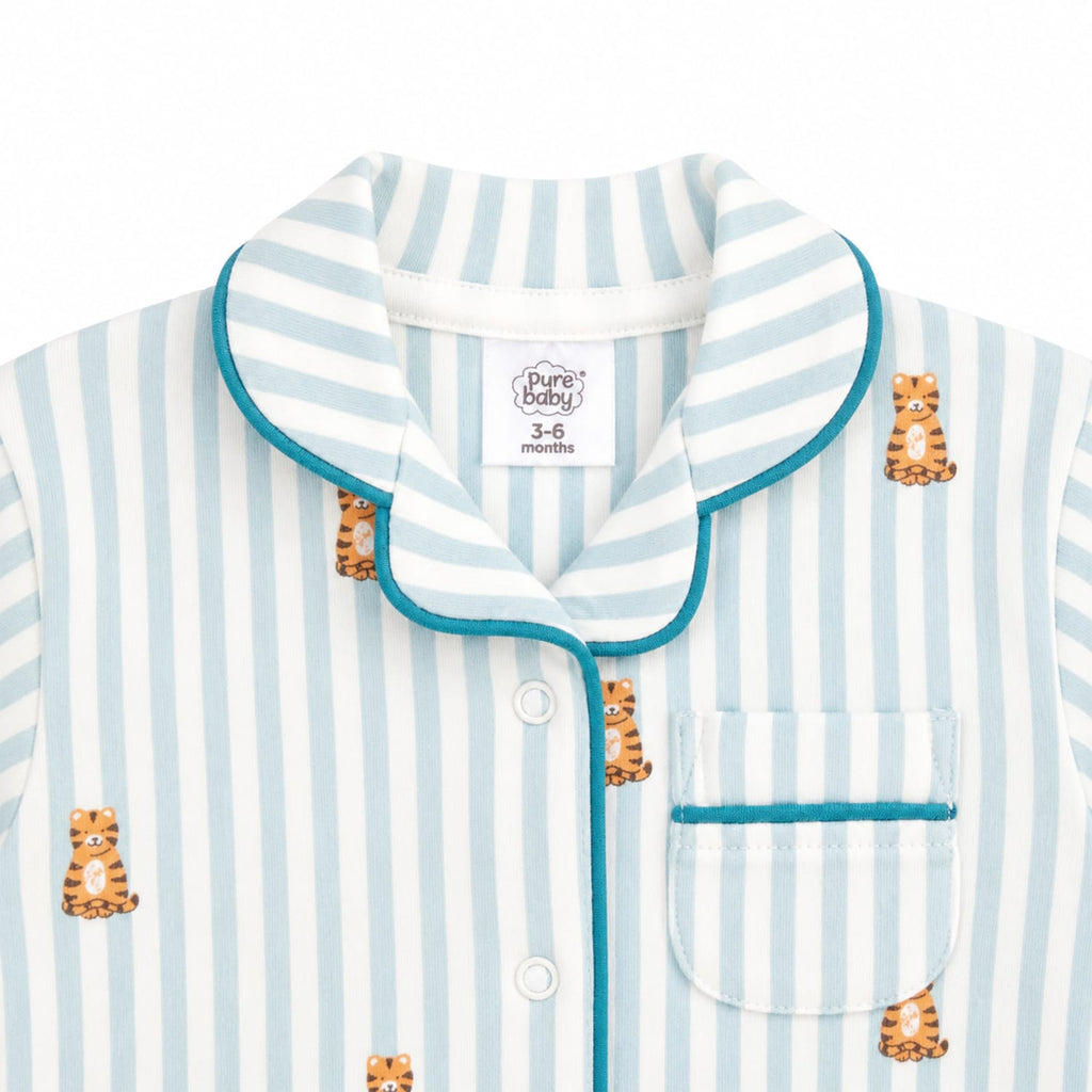Pure Baby Blue Stripe Tiger Pyjamas, product image 2