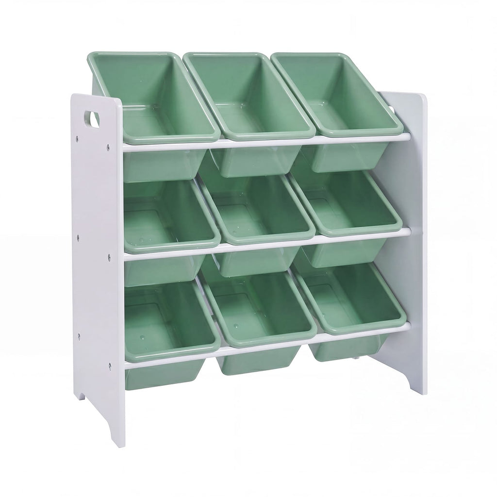 Liberty House Toys Two Tone Bed & 9 Bin Storage Set - White & Green, product image 13