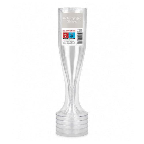 6 Plastic Champagne Glasses