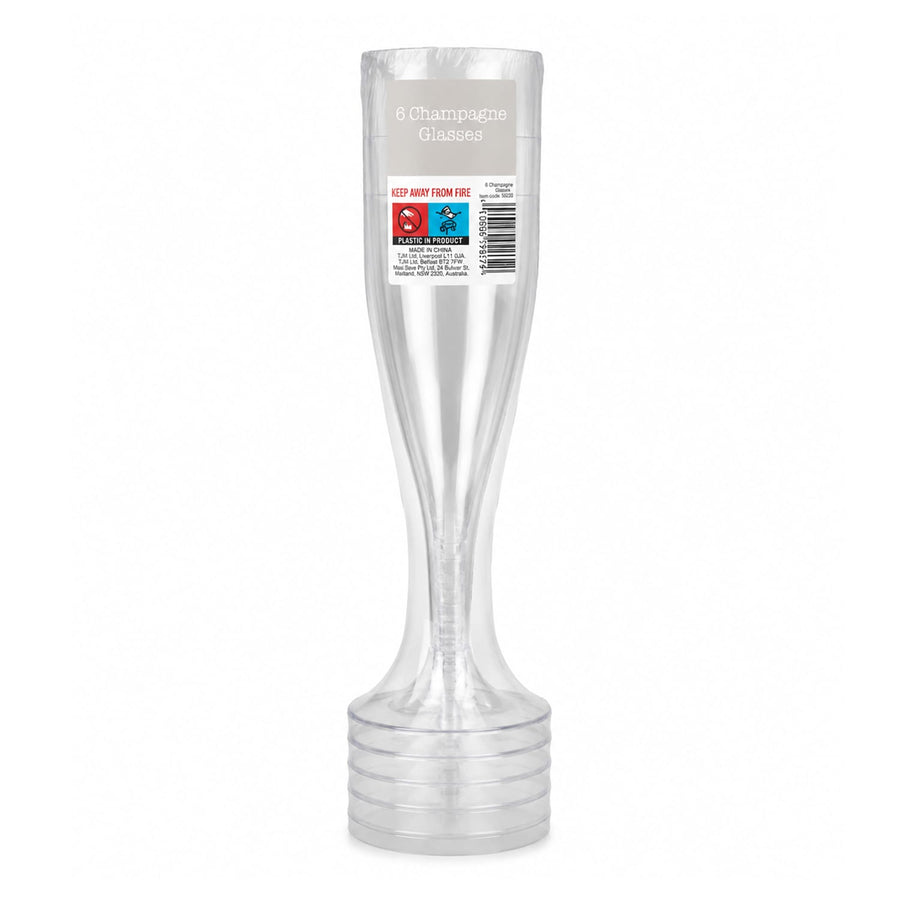 6 Plastic Champagne Glasses