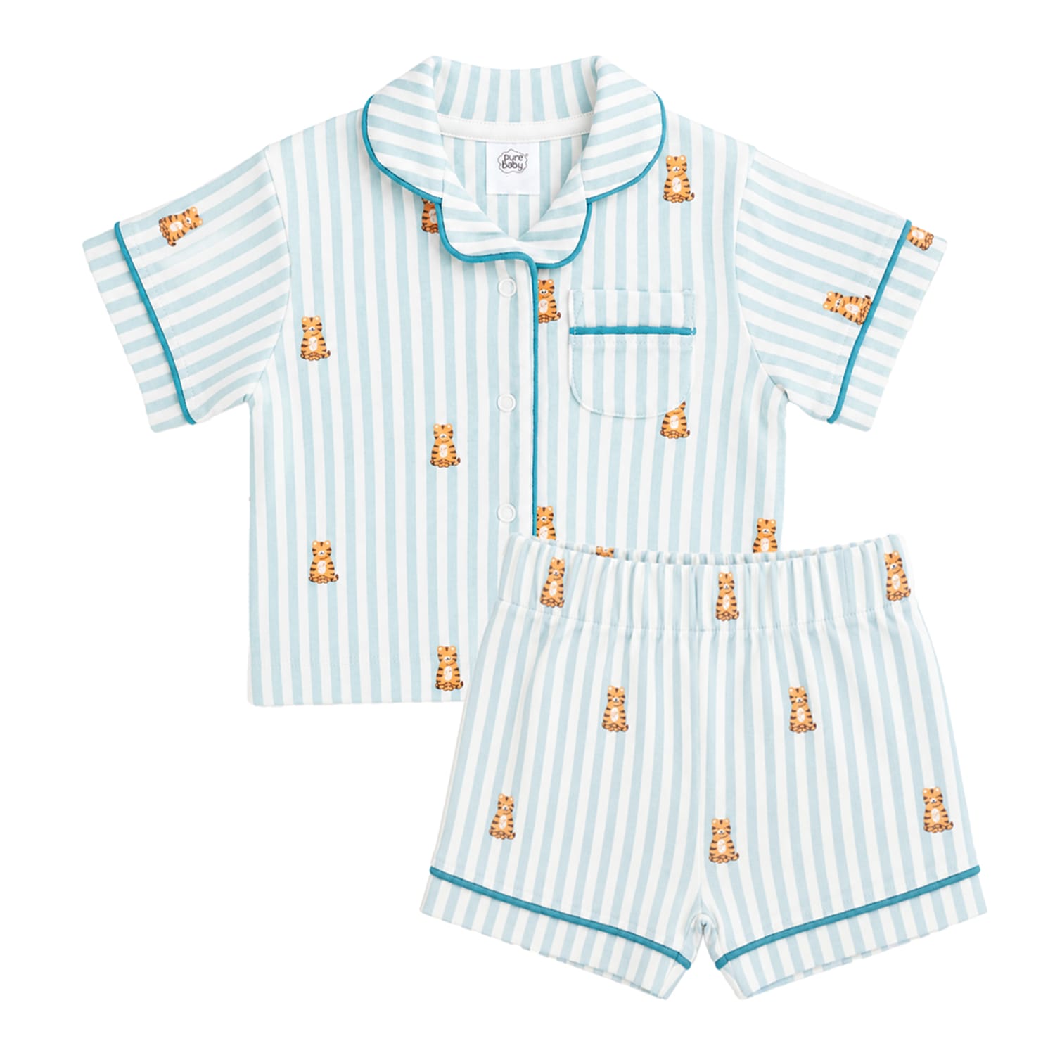 Pure Baby Blue Stripe Tiger Pyjamas